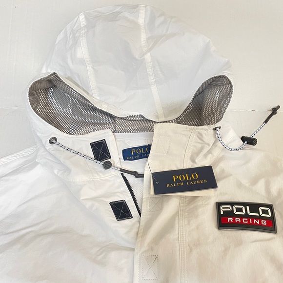 NWT POLO Ralph Lauren RRL P-WING RACING JACKET Stadium 1992 WHITE Hoodie  MENS L - Picture 8 of 11